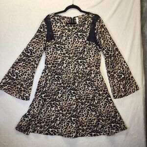 Xhilaration Dress XL Leopard Lace High Neck Animal Print A Line